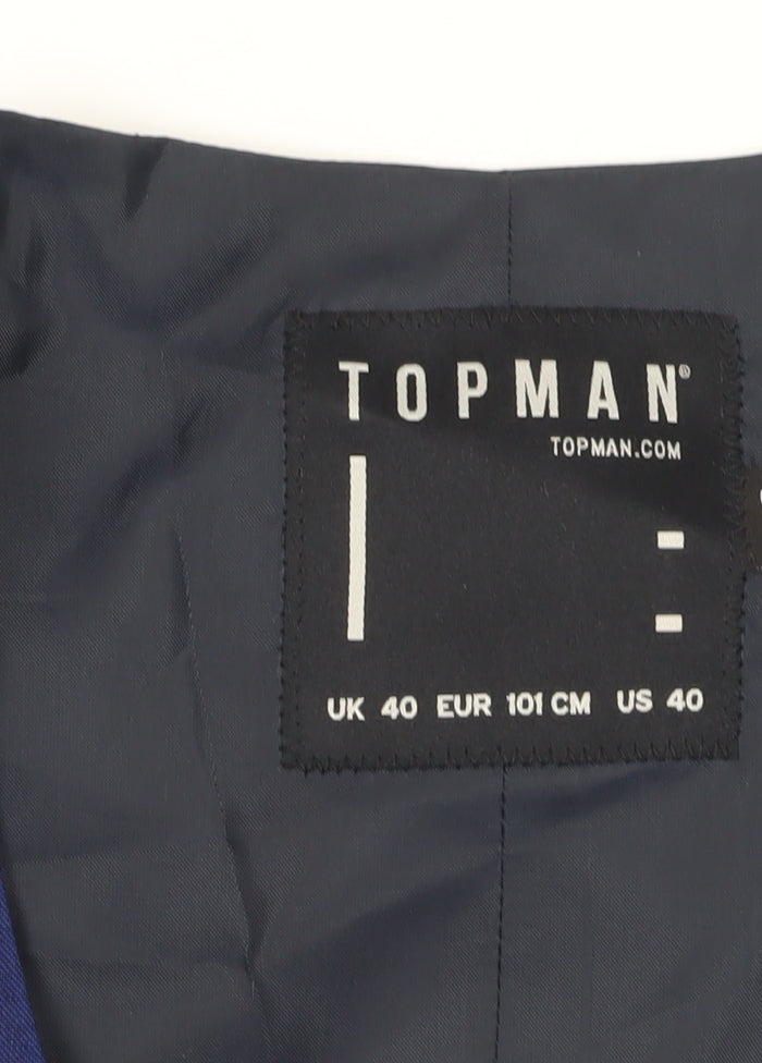 Mens UK Size 40 Topman Regular Blue Suit Waistcoat
