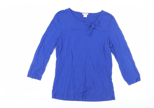 Anne Weyburn Women's Blue Blouse UK 14/16 with Bow Accent