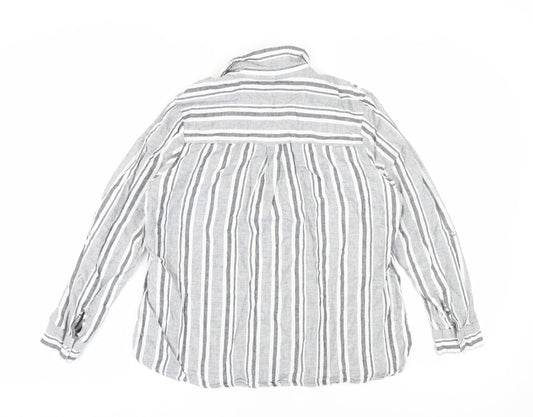 Dorothy Perkins Women's Grey Striped Button-Up Shirt