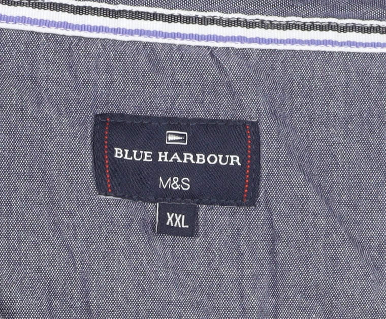 Marks and Spencer Men's Grey Striped Polo 2XL