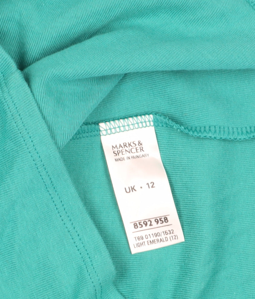 Womens UK Size 12 Marks and Spencer Green Basic T-Shirt
