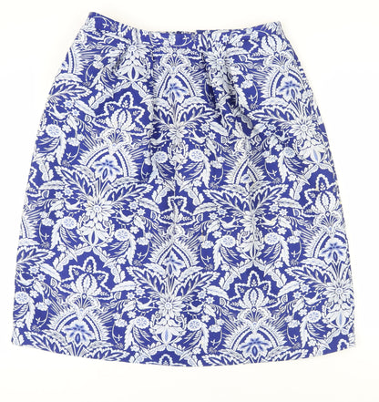 M&S Women's Blue Floral A-Line Skirt Size 14