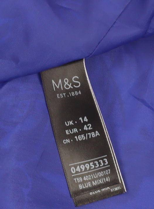 M&S Women's Blue Floral A-Line Skirt Size 14