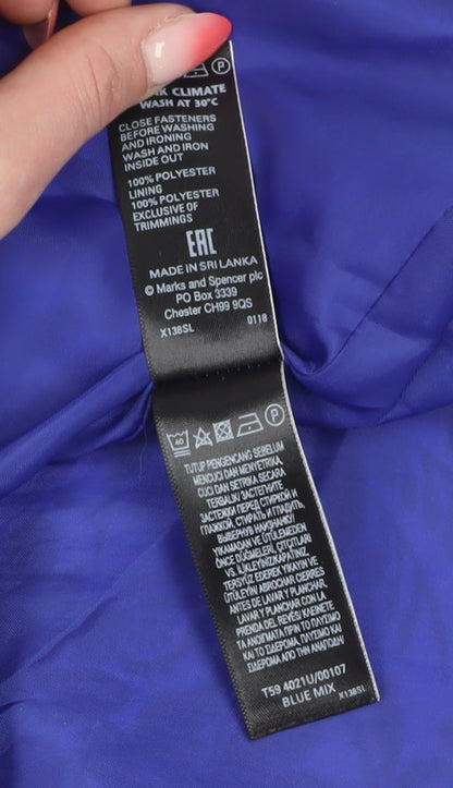 M&S Women's Blue Floral A-Line Skirt Size 14