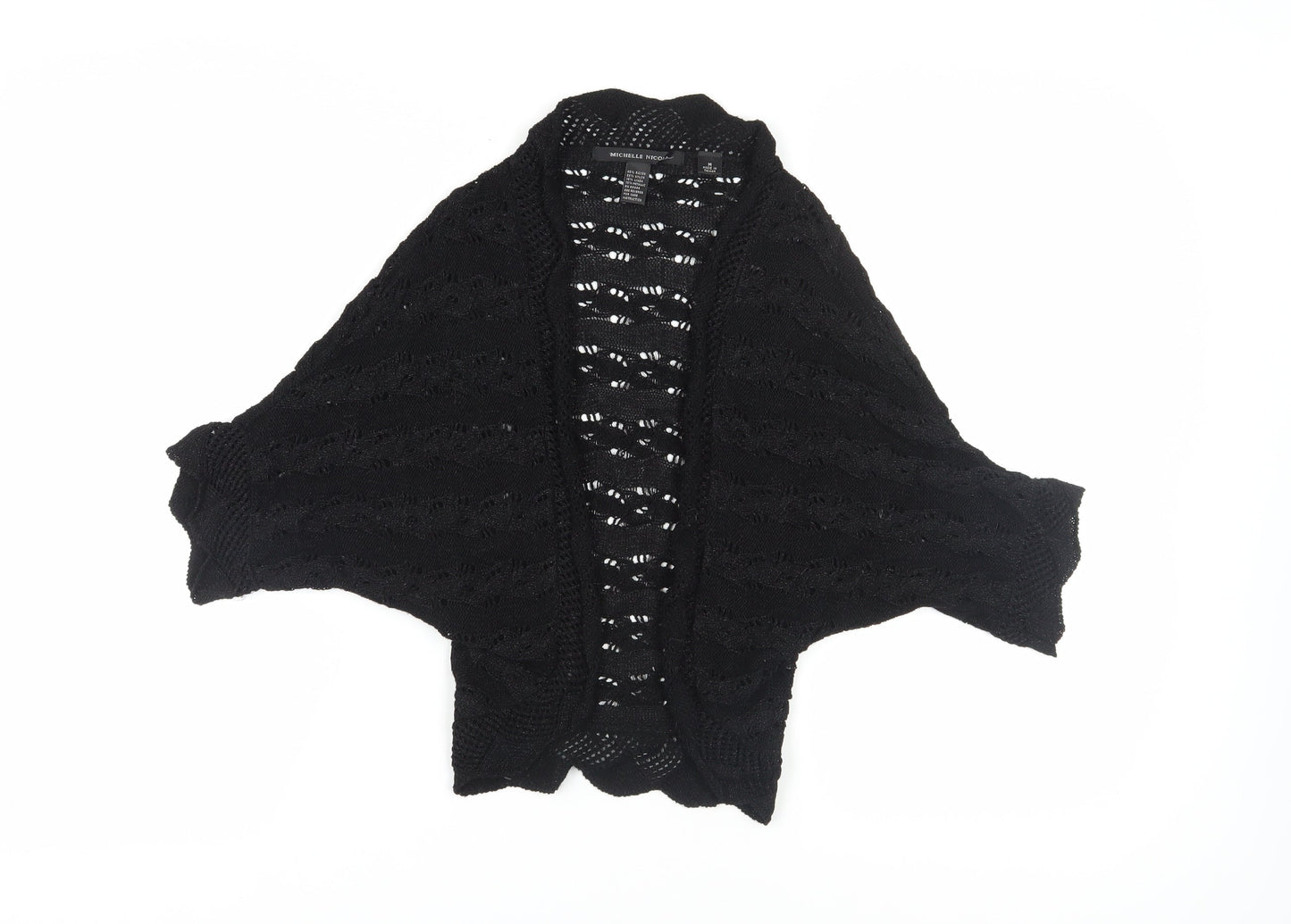 Michelle Nicol Women's Black Open-Knit Shrug, Size M