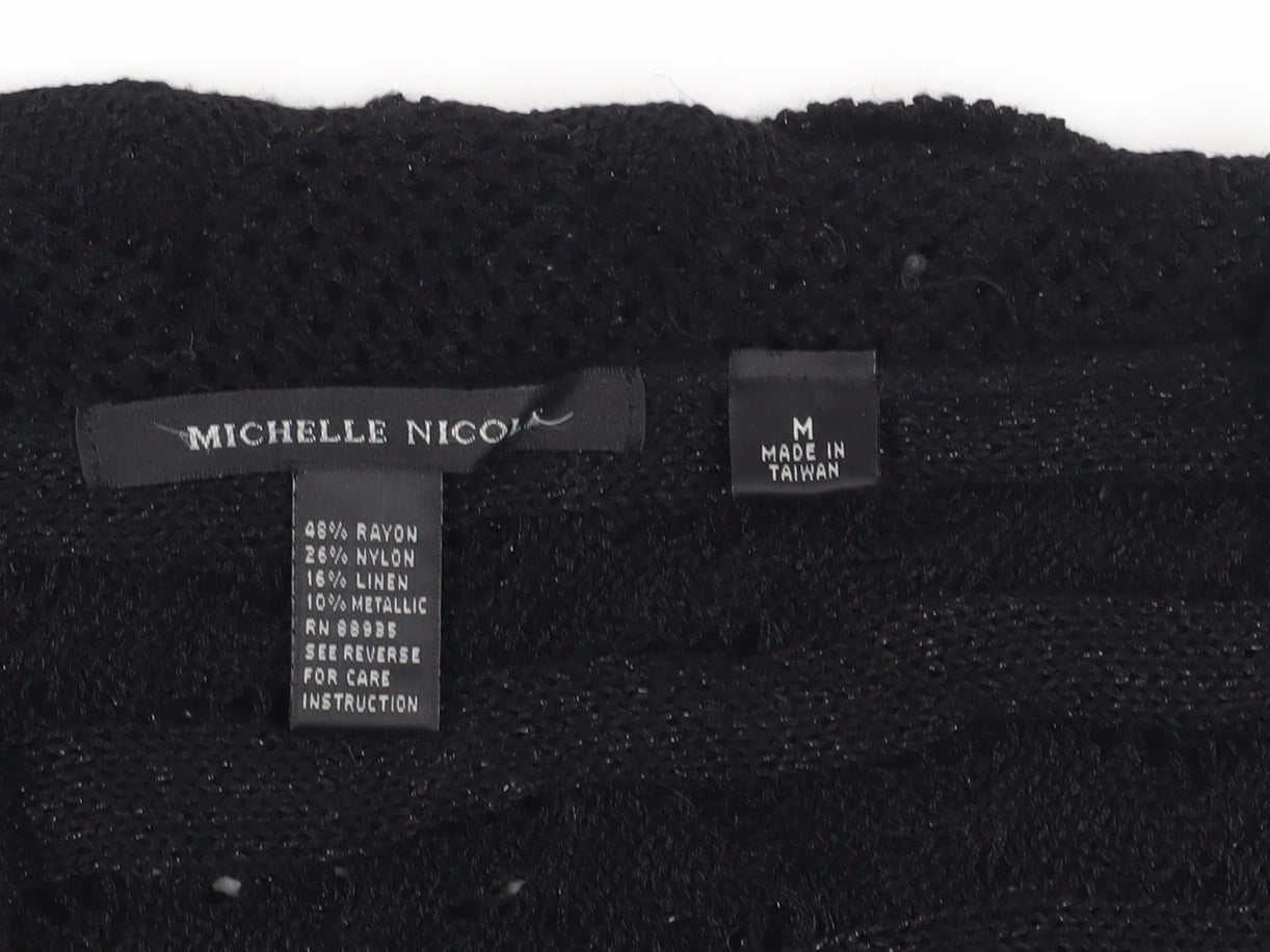 Michelle Nicol Women's Black Open-Knit Shrug, Size M