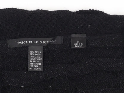 Michelle Nicol Women's Black Open-Knit Shrug, Size M