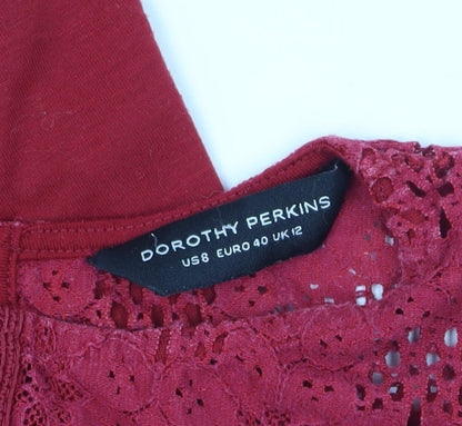 Womens UK Size 12 Dorothy Perkins Red Basic Blouse