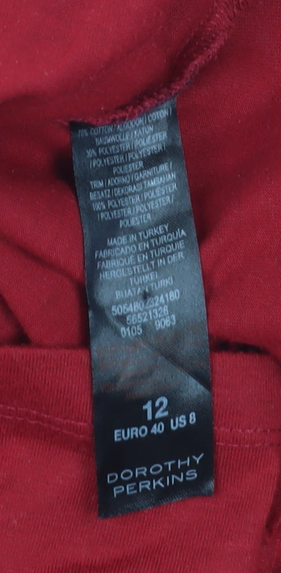 Womens UK Size 12 Dorothy Perkins Red Basic Blouse