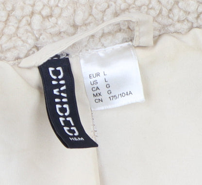 H&M Women's Beige Fleece Bomber Jacket Size 14