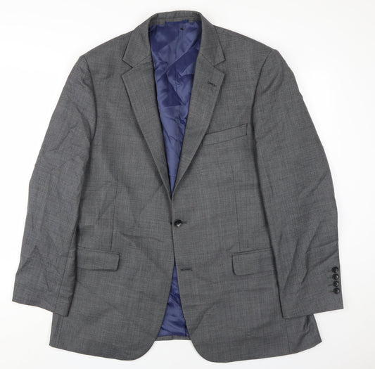 Austin Reed Men's Grey Wool Blazer, Size 44R, Two-Button Classic Style