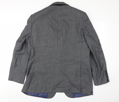 Austin Reed Men's Grey Wool Blazer, Size 44R, Two-Button Classic Style