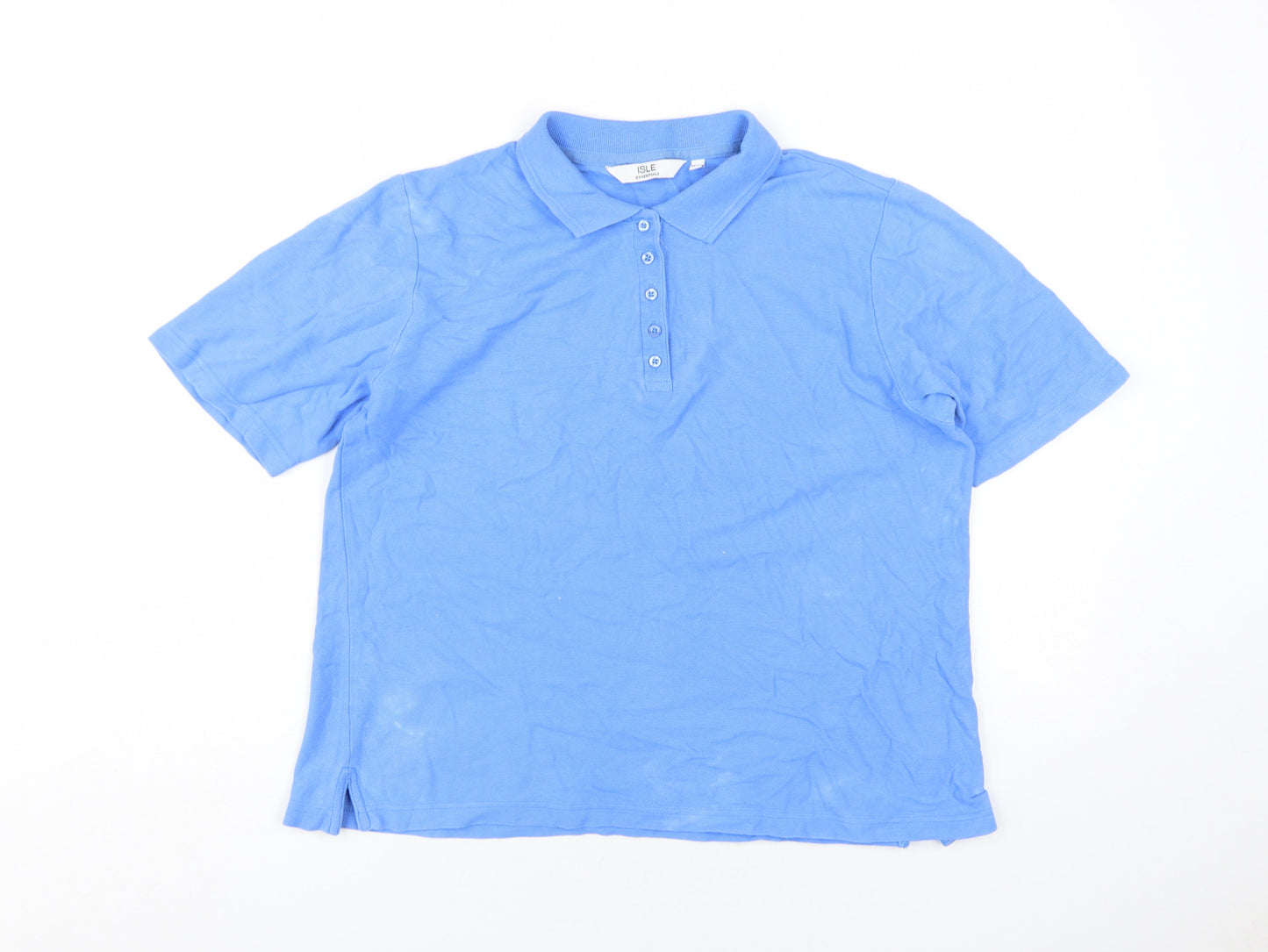 Womens UK Size M Isle Blue Basic Polo