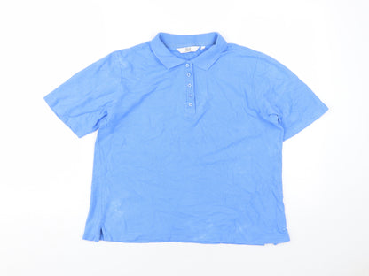 Womens UK Size M Isle Blue Basic Polo