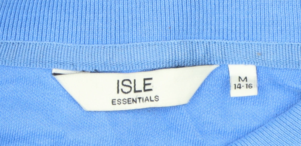 Womens UK Size M Isle Blue Basic Polo