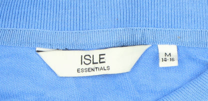Womens UK Size M Isle Blue Basic Polo