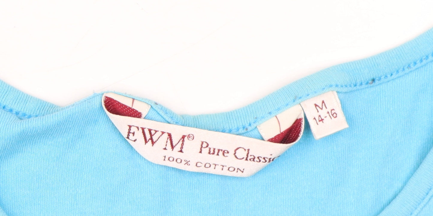 EWM Women's Blue Basic Cotton T-Shirt Size M