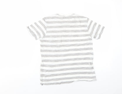Benetton Boys Grey Striped T-Shirt, Size 10-11 Years, Cotton
