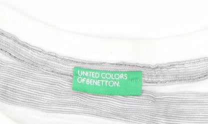 Benetton Boys Grey Striped T-Shirt, Size 10-11 Years, Cotton
