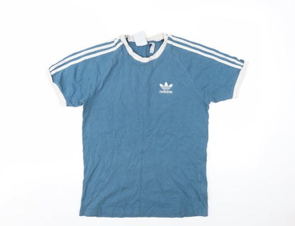 Adidas Men's Blue Cotton Short Sleeve Logo T-Shirt S