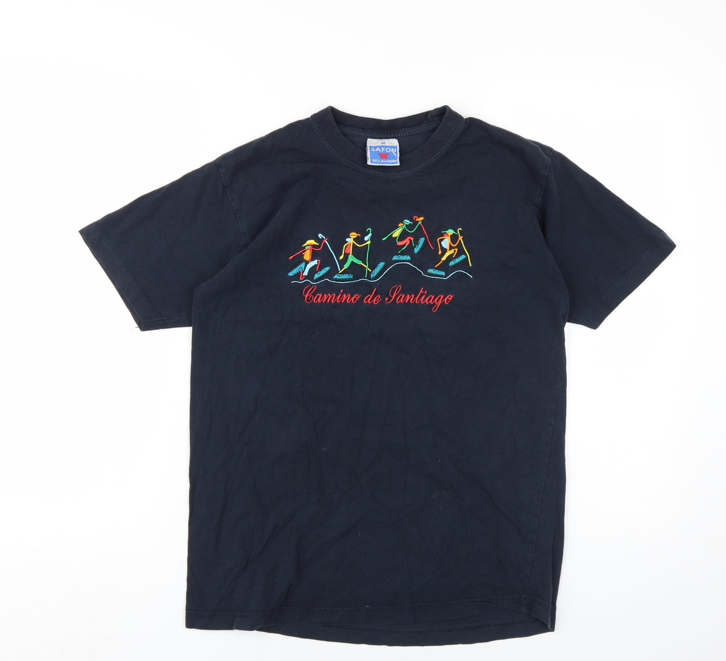 Safon Unisex Black Embroidered T-Shirt M