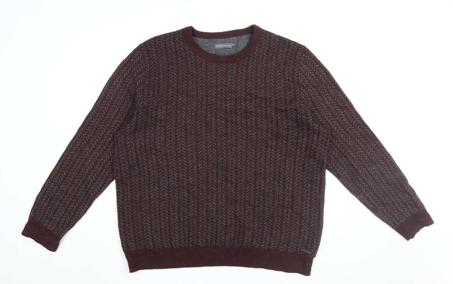 RJR John Rocha Men's Red XL Geometric Pullover Jumper