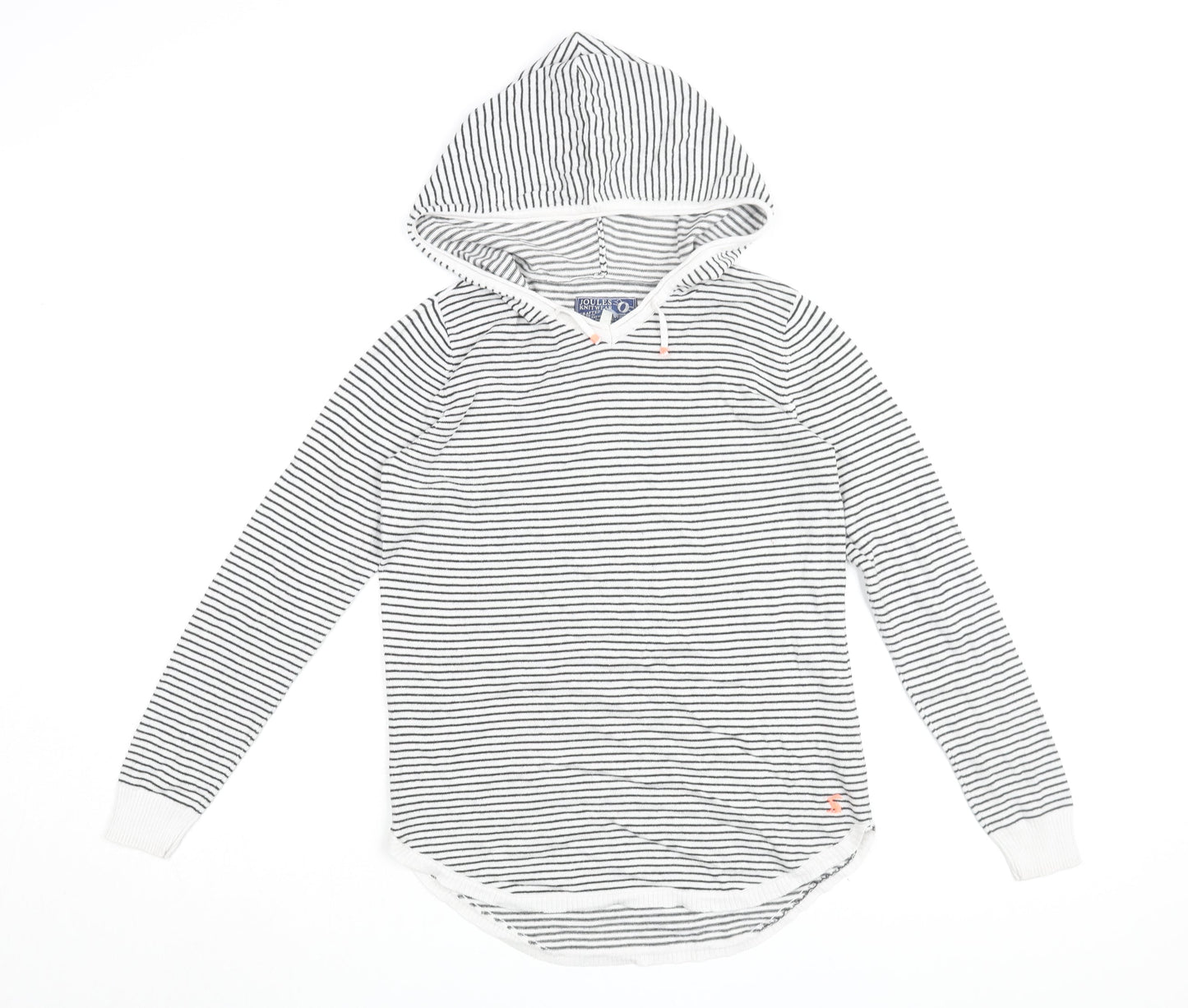 Joules Girls Striped Hoodie, White/Black, 11-12 Years, Pullover