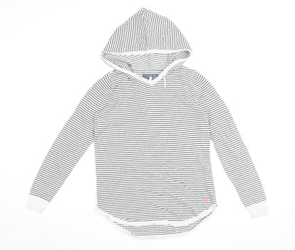 Joules Girls Striped Hoodie, White/Black, 11-12 Years, Pullover