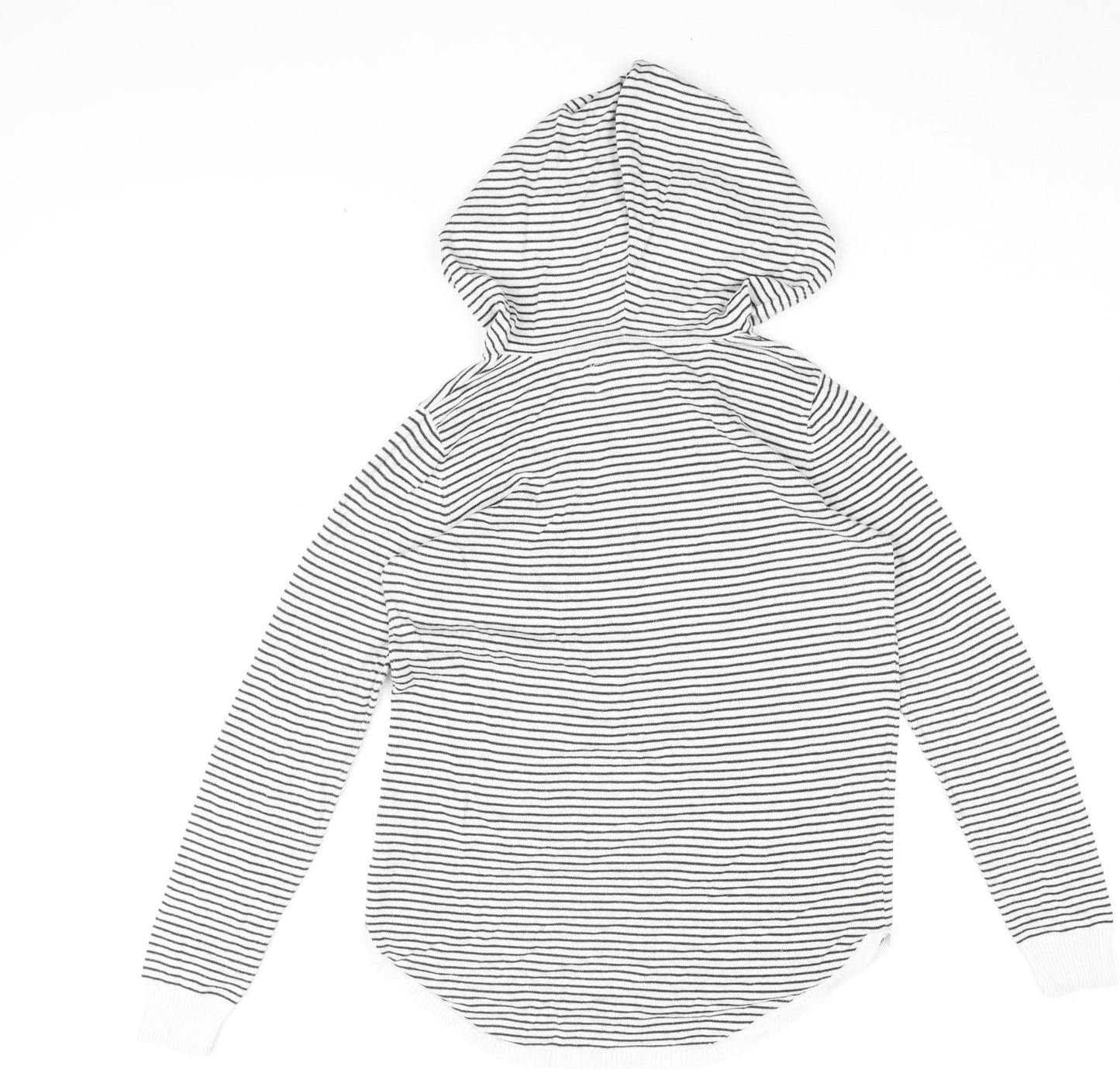 Joules Girls Striped Hoodie, White/Black, 11-12 Years, Pullover
