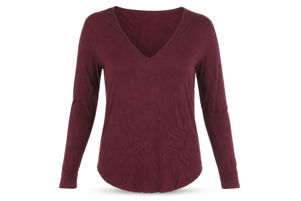 Gap Women's Blouse XS Burgundy Jersey V-Neck Casual