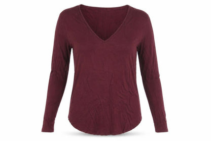 Gap Women's Blouse XS Burgundy Jersey V-Neck Casual