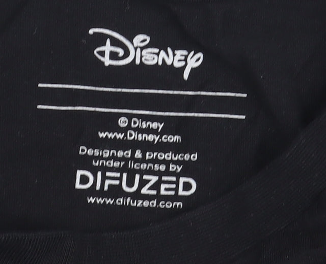 Womens UK Size S Disney Black Basic T-Shirt