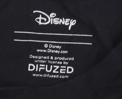 Womens UK Size S Disney Black Basic T-Shirt