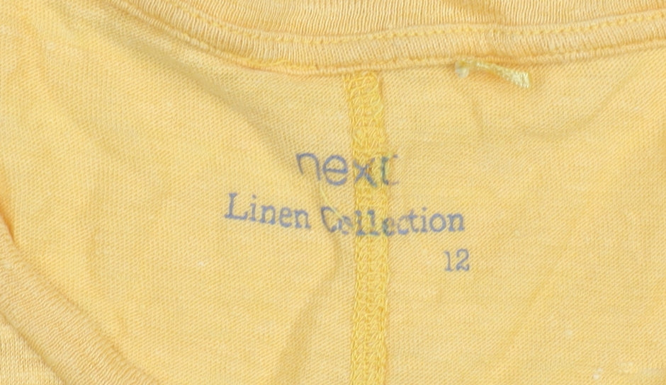 Womens UK Size 12 NEXT Yellow Basic T-Shirt