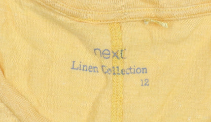 Womens UK Size 12 NEXT Yellow Basic T-Shirt