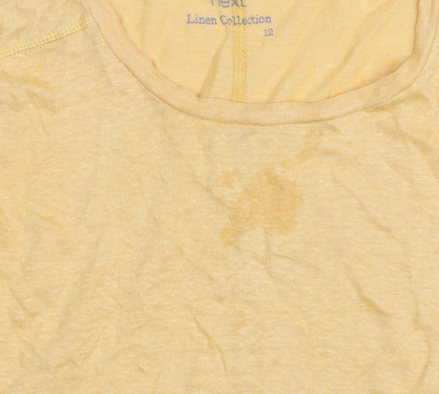 Womens UK Size 12 NEXT Yellow Basic T-Shirt