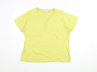 EWM Women's Yellow V-Neck T-Shirt Size 18-20