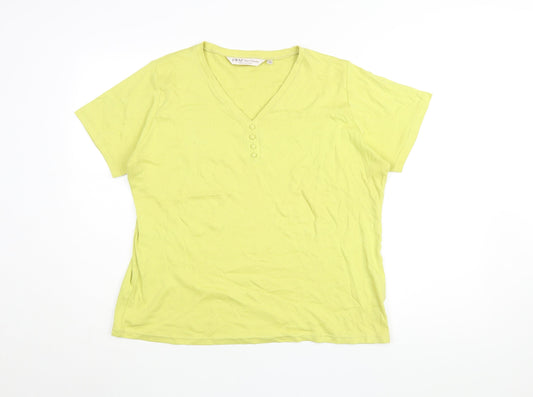EWM Women's Yellow V-Neck T-Shirt Size 18-20