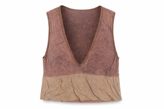Front view of BDG Brown Sleeveless V-Neck Tank Top L