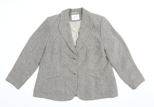 Ann Harvey Women's Grey Blazer Size 16 Two-Button