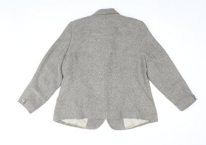 Ann Harvey Women's Grey Blazer Size 16 Two-Button