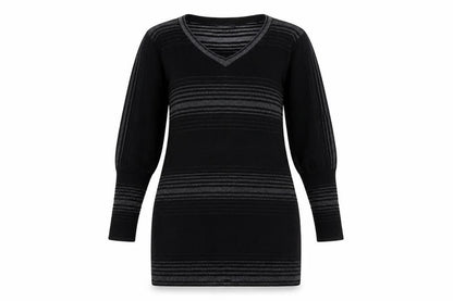 Femme Women's Black Striped Jumper Dress, L