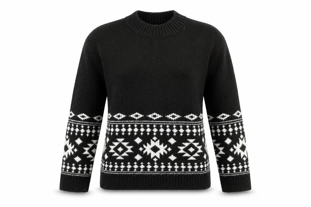 H&M Women's Black Geometric Knit Pullover Jumper S