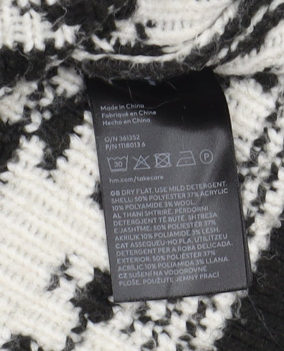 H&M Women's Black Geometric Knit Pullover Jumper S