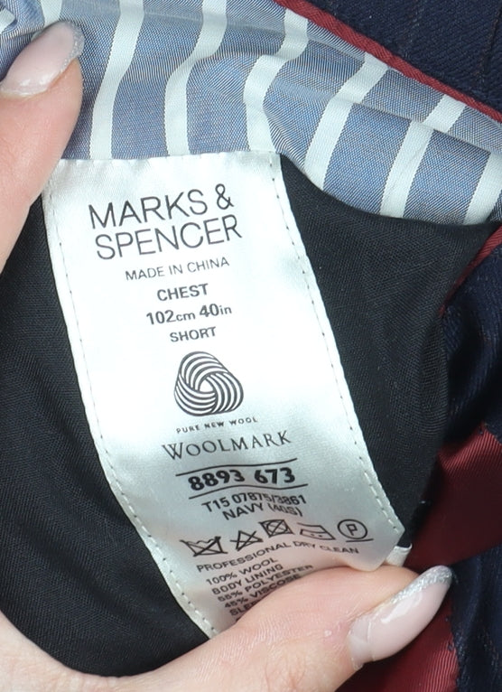 Mens UK Size 40 Marks and Spencer Regular Blue Suit Jacket