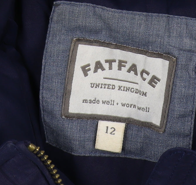 FatFace Women's Blue Puffer Jacket, Size 12, Zip Casual