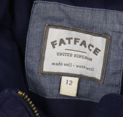 FatFace Women's Blue Puffer Jacket, Size 12, Zip Casual