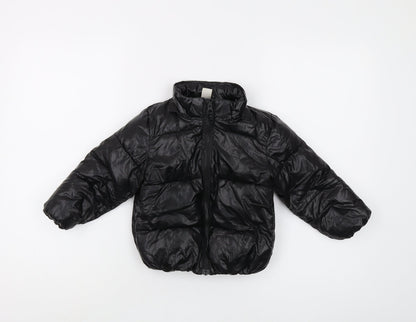 H&M Girls Black Puffer Jacket, 2 Years, Winter Coat