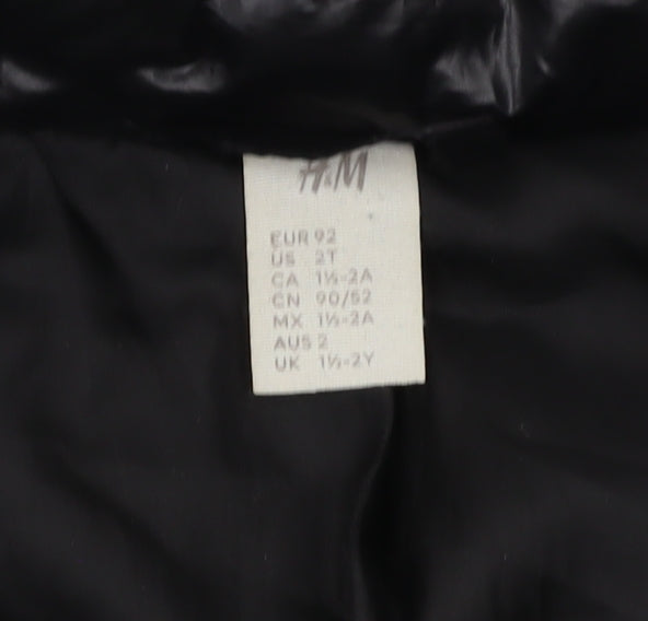 H&M Girls Black Puffer Jacket, 2 Years, Winter Coat