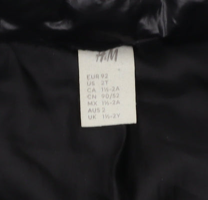 H&M Girls Black Puffer Jacket, 2 Years, Winter Coat